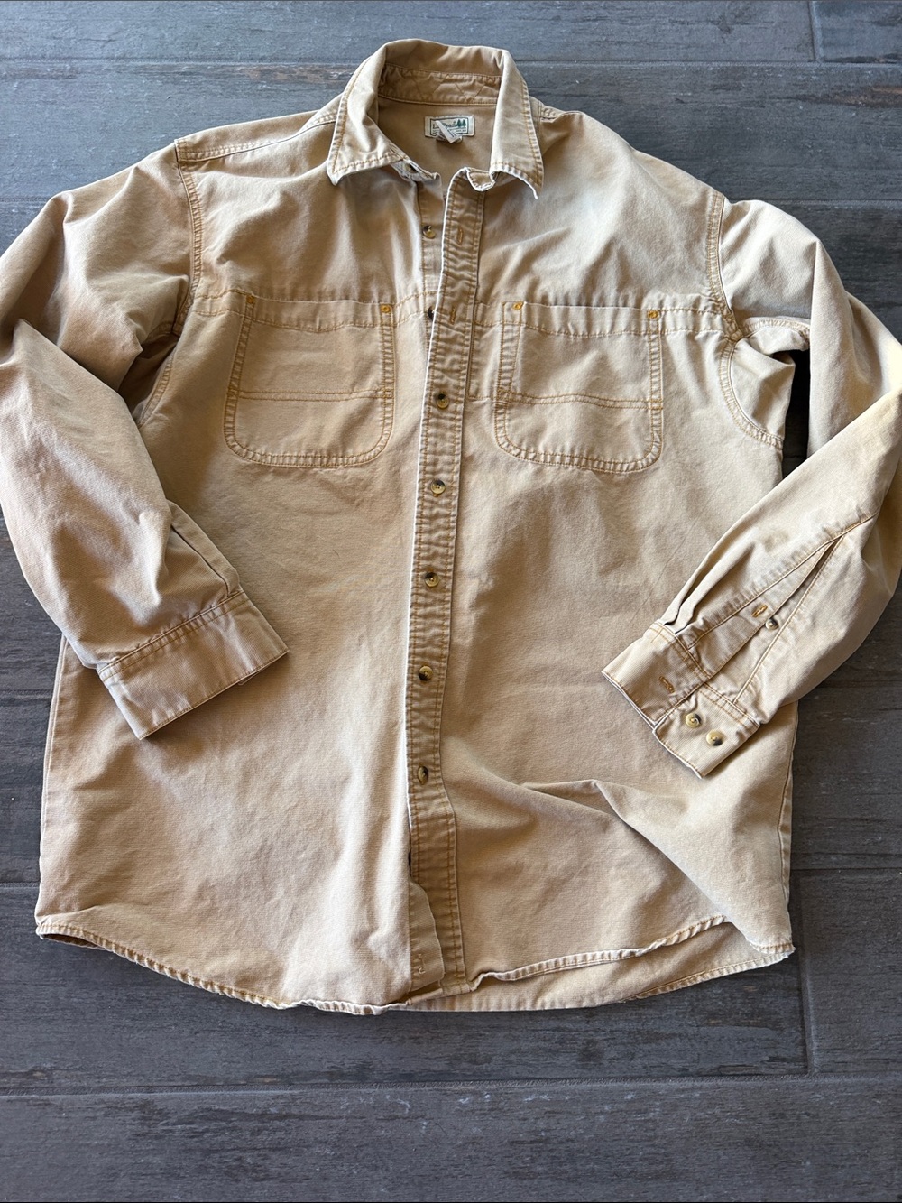 L.L. Bean Tan Button-Down Utility Shirt